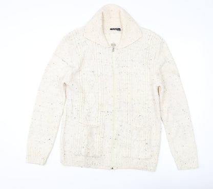 Womens UK Size 6 Insight Ivory Full Zip Jumper