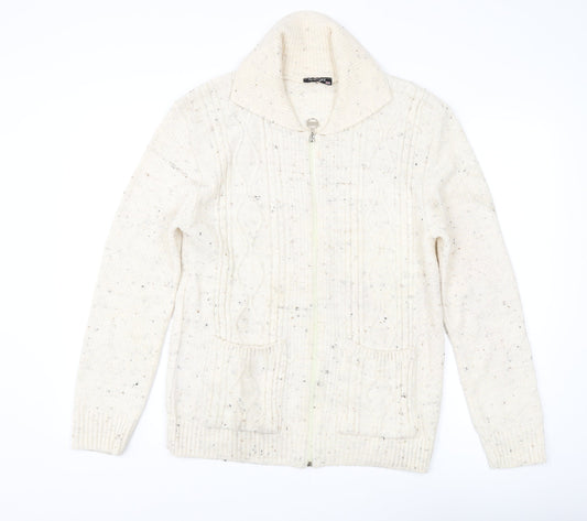 Womens UK Size 6 Insight Ivory Full Zip Jumper