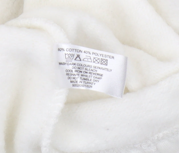 Select Women's White 1/2 Zip Sweatshirt, Size L