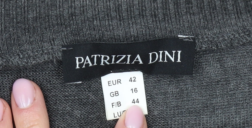 Patrizia Dini Women's Grey Paisley Tunic Jumper, Size 16