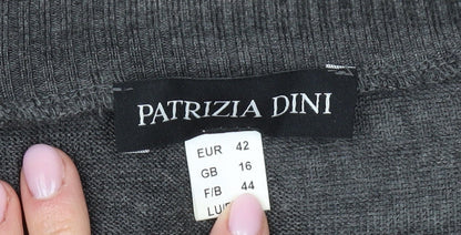 Patrizia Dini Women's Grey Paisley Tunic Jumper, Size 16