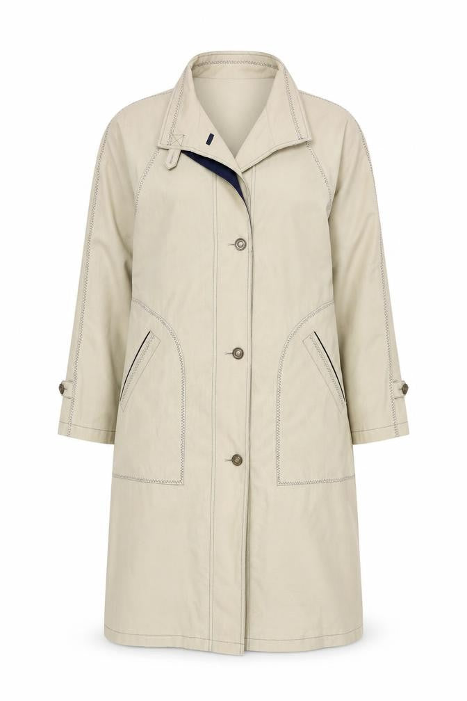 Front view of Arnold Scaasi Beige Trench Coat unisex adults s classic