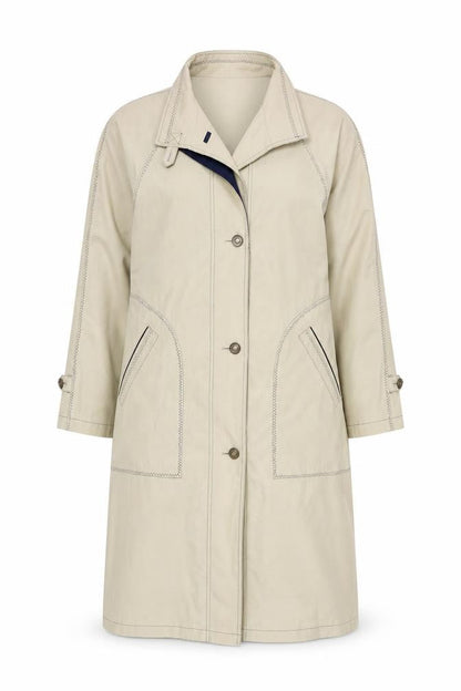 Front view of Arnold Scaasi Beige Trench Coat unisex adults s classic