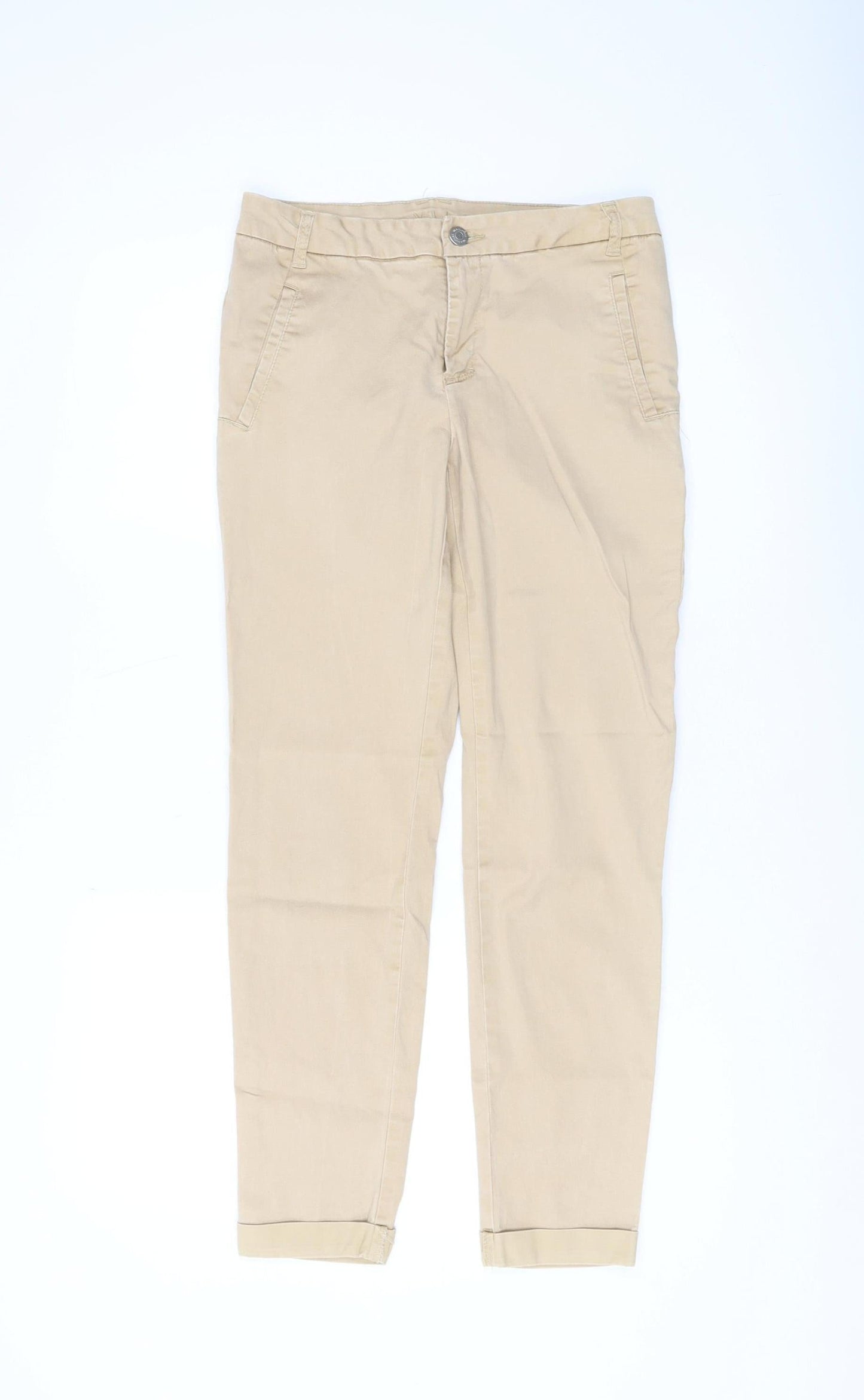 Womens UK Size S VILA Regular Fit Chino Beige Trousers
