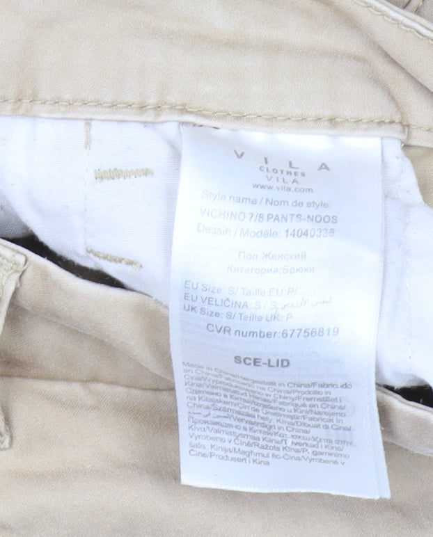 Womens UK Size S VILA Regular Fit Chino Beige Trousers