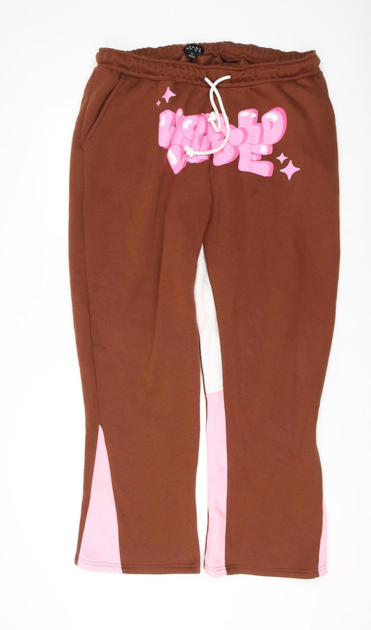 Boohoo MAN Men's Brown Jogger Trousers 2XL, Relaxed Fit