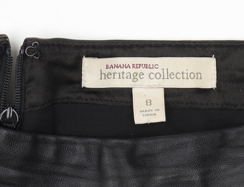 Banana Republic Women's Black Leather A-Line Skirt Size 8