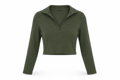 Womens UK Size L Zara Green Cropped Blouse