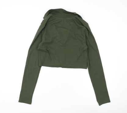 Womens UK Size L Zara Green Cropped Blouse