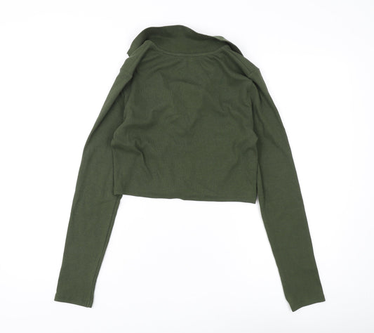 Womens UK Size L Zara Green Cropped Blouse