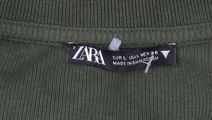 Womens UK Size L Zara Green Cropped Blouse