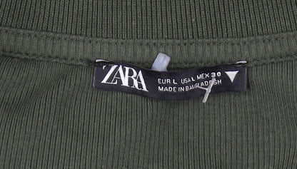 Womens UK Size L Zara Green Cropped Blouse