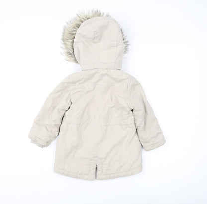 L.O.G.G. Girls Beige Parka 3-4 Years with Faux Fur Hood
