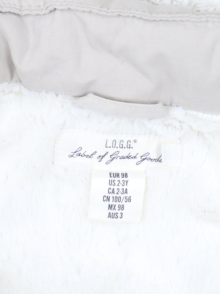 L.O.G.G. Girls Beige Parka 3-4 Years with Faux Fur Hood