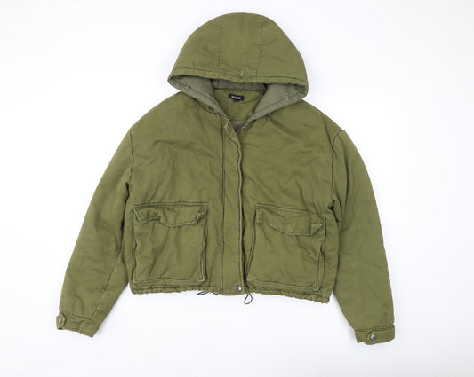 boohoo Women's Green Hooded Puffer Jacket Size 12