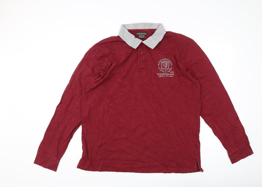 Atlas For Men Red Long Sleeve Polo XL - Embroidered Design