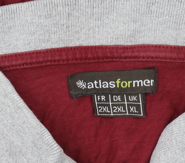Atlas For Men Red Long Sleeve Polo XL - Embroidered Design