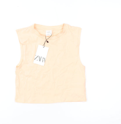 Zara Girls Beige Tank 13-14 Years Sleeveless Crew Neck