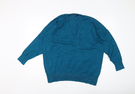 Capsule Women's Blue V-Neck Pullover Jumper Size 20