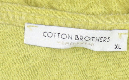 Cotton Brothers Women's Green XL Crochet Accent T-Shirt