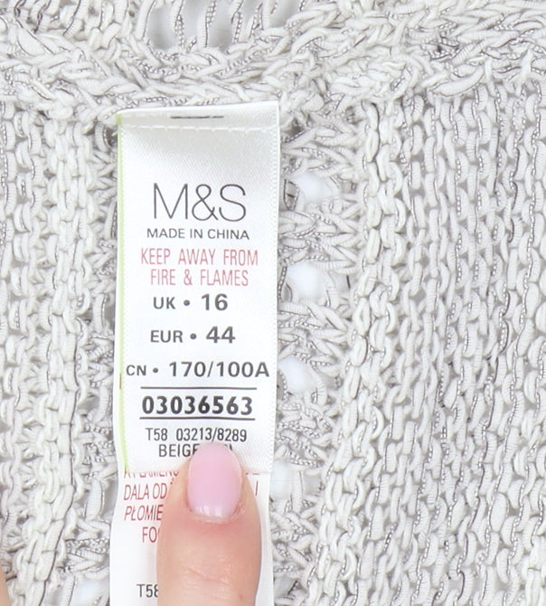 Womens UK Size 16 Marks and Spencer Beige Cardigan Jumper