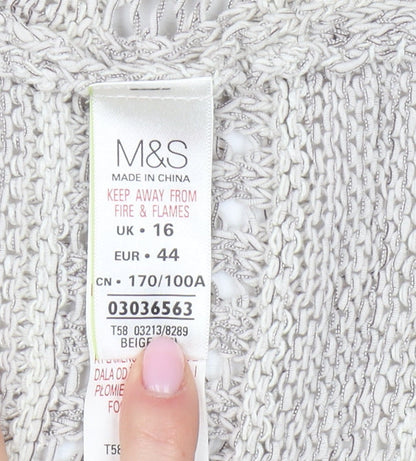 Womens UK Size 16 Marks and Spencer Beige Cardigan Jumper
