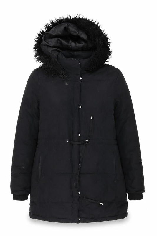 H&M Women's Black Parka with Fur Trim Size 12