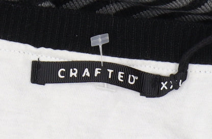 Crafted Men's Black 2XL V-Neck Striped Jumper