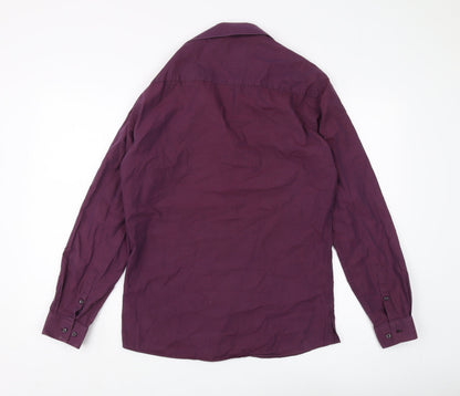 Next Men's Purple Slim Fit Long Sleeve Shirt