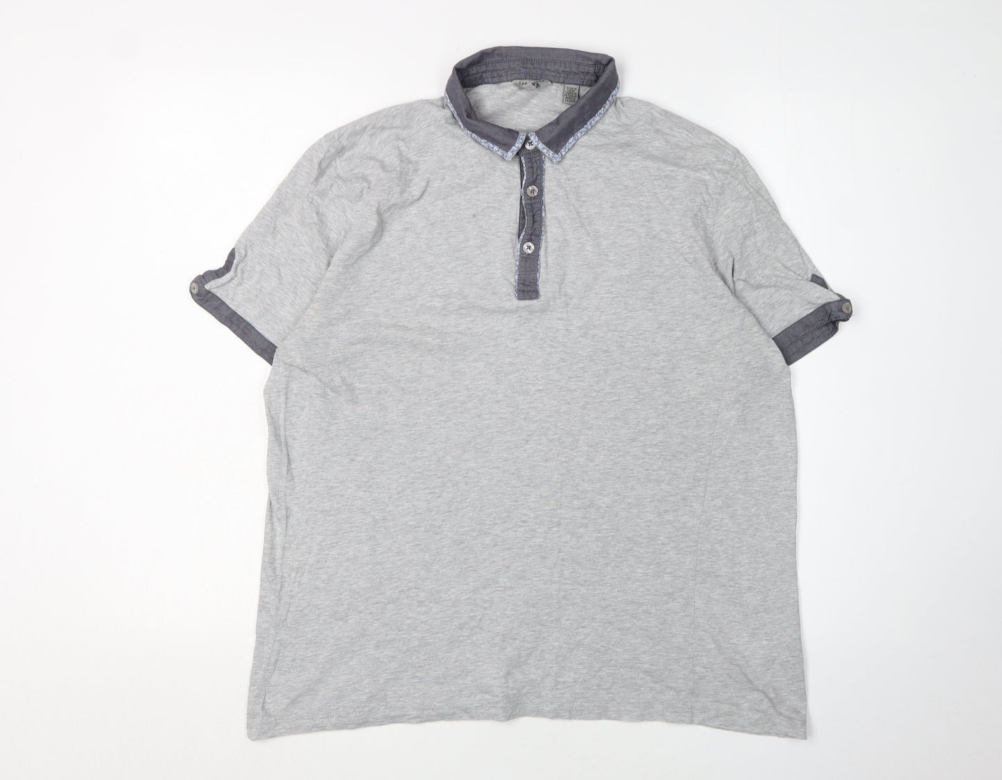Ted Baker Men's Grey Polo Shirt Size L Button Accents