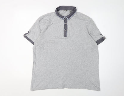 Ted Baker Men's Grey Polo Shirt Size L Button Accents