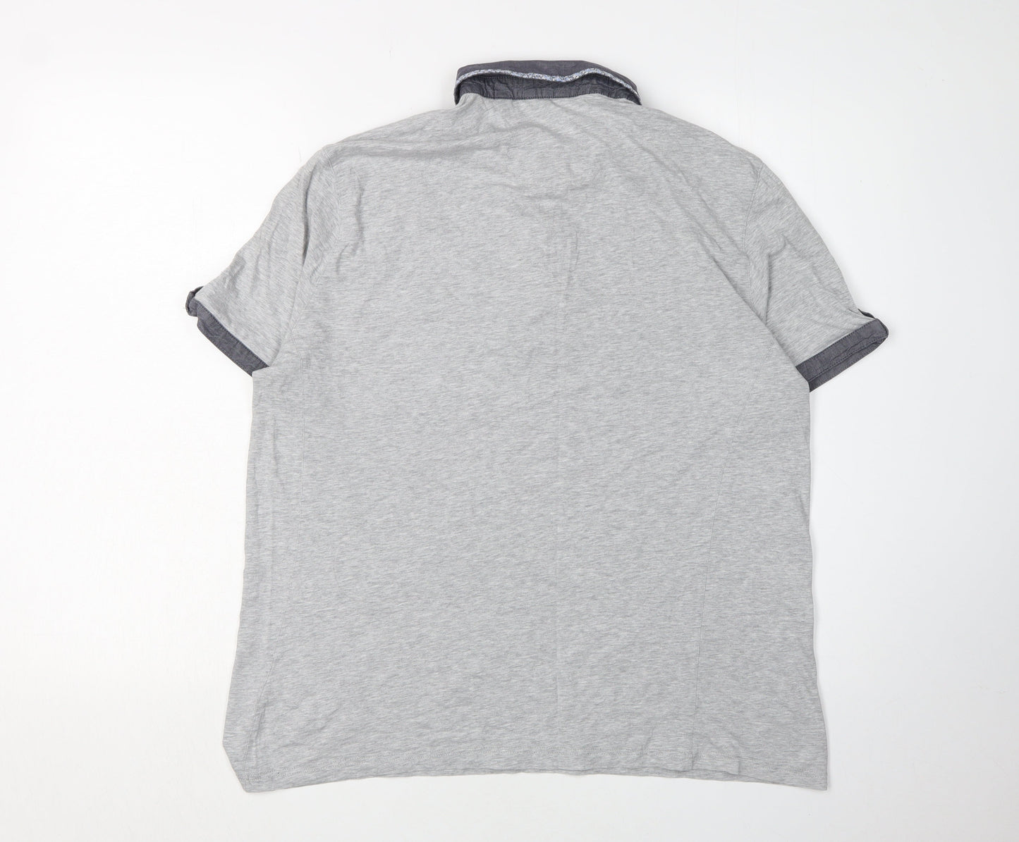 Ted Baker Men's Grey Polo Shirt Size L Button Accents