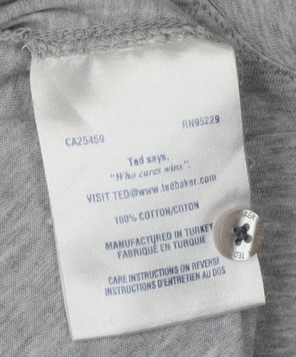 Ted Baker Men's Grey Polo Shirt Size L Button Accents