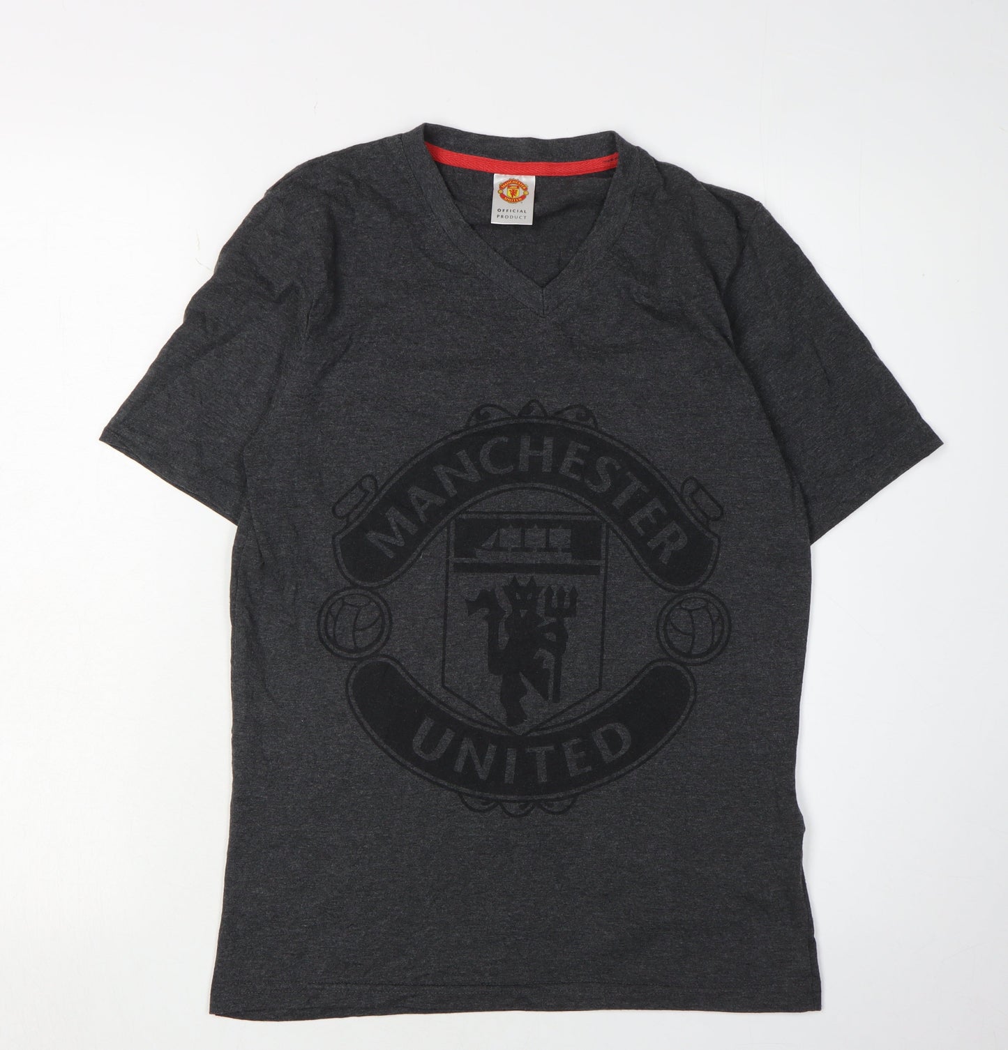 Manchester United Men’s Grey V-Neck T-Shirt Size S