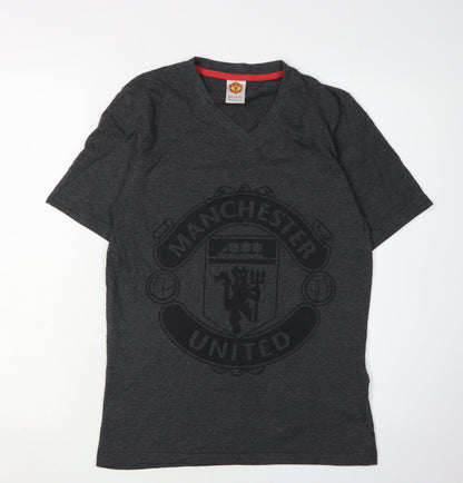 Manchester United Men’s Grey V-Neck T-Shirt Size S