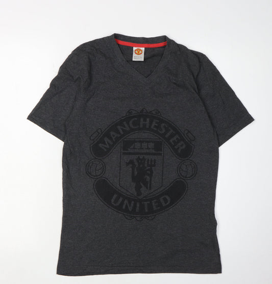 Manchester United Men’s Grey V-Neck T-Shirt Size S