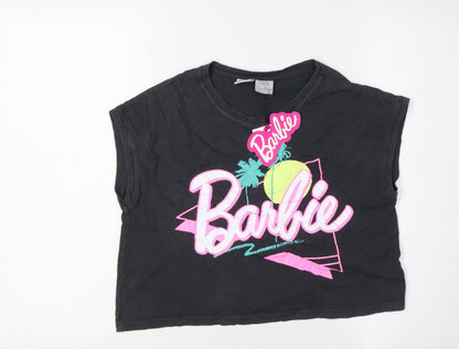 Barbie Girls Black Cropped T-Shirt 11-12 Years Graphic Logo