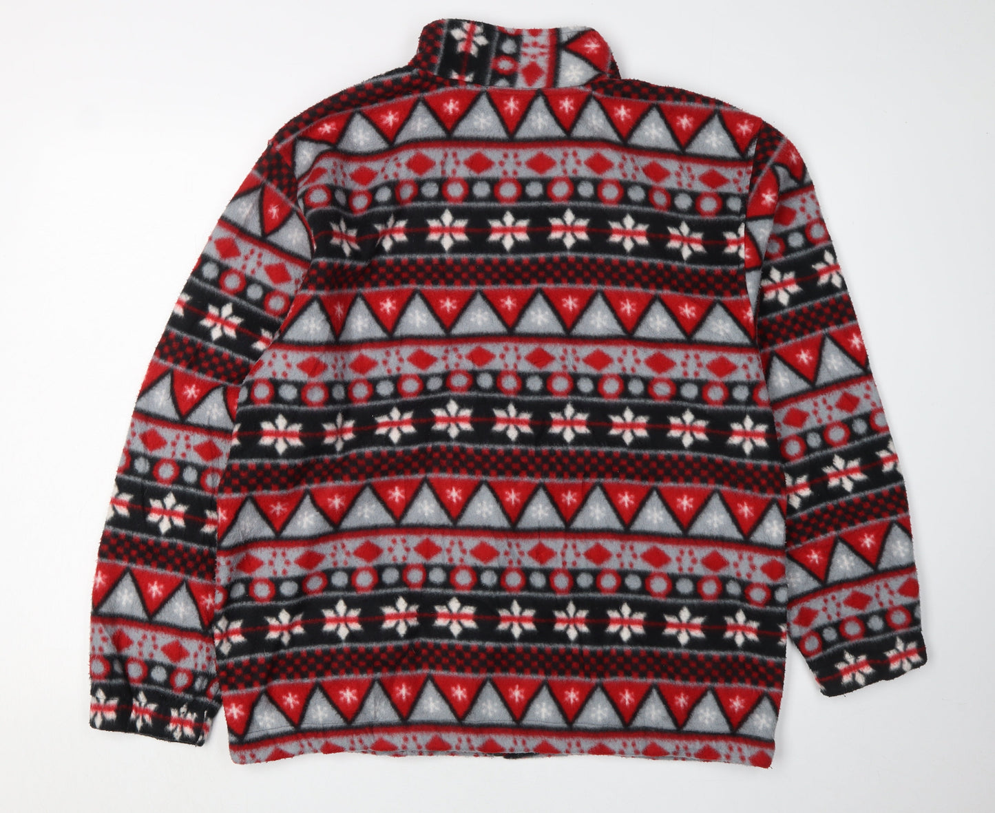 Alfred Dunner Men's Fleece Jacket Red Geometric Medium Casual