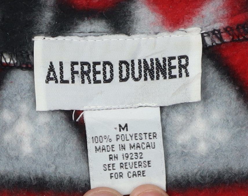 Alfred Dunner Men's Fleece Jacket Red Geometric Medium Casual