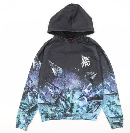 Boys DFND Black Graphic Hoodie 13-14 Years - Stylish Casual Wear