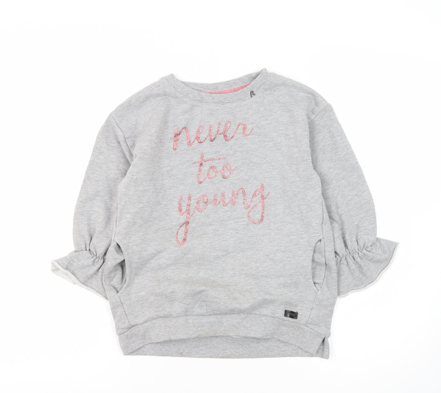 Replay Girls Grey Pullover Sweatshirt, Size 8Y, Graphic Print