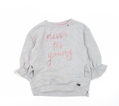 Replay Girls Grey Pullover Sweatshirt, Size 8Y, Graphic Print