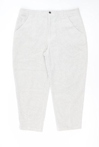 Hush Women's Grey Cropped Corduroy Trousers Size 18