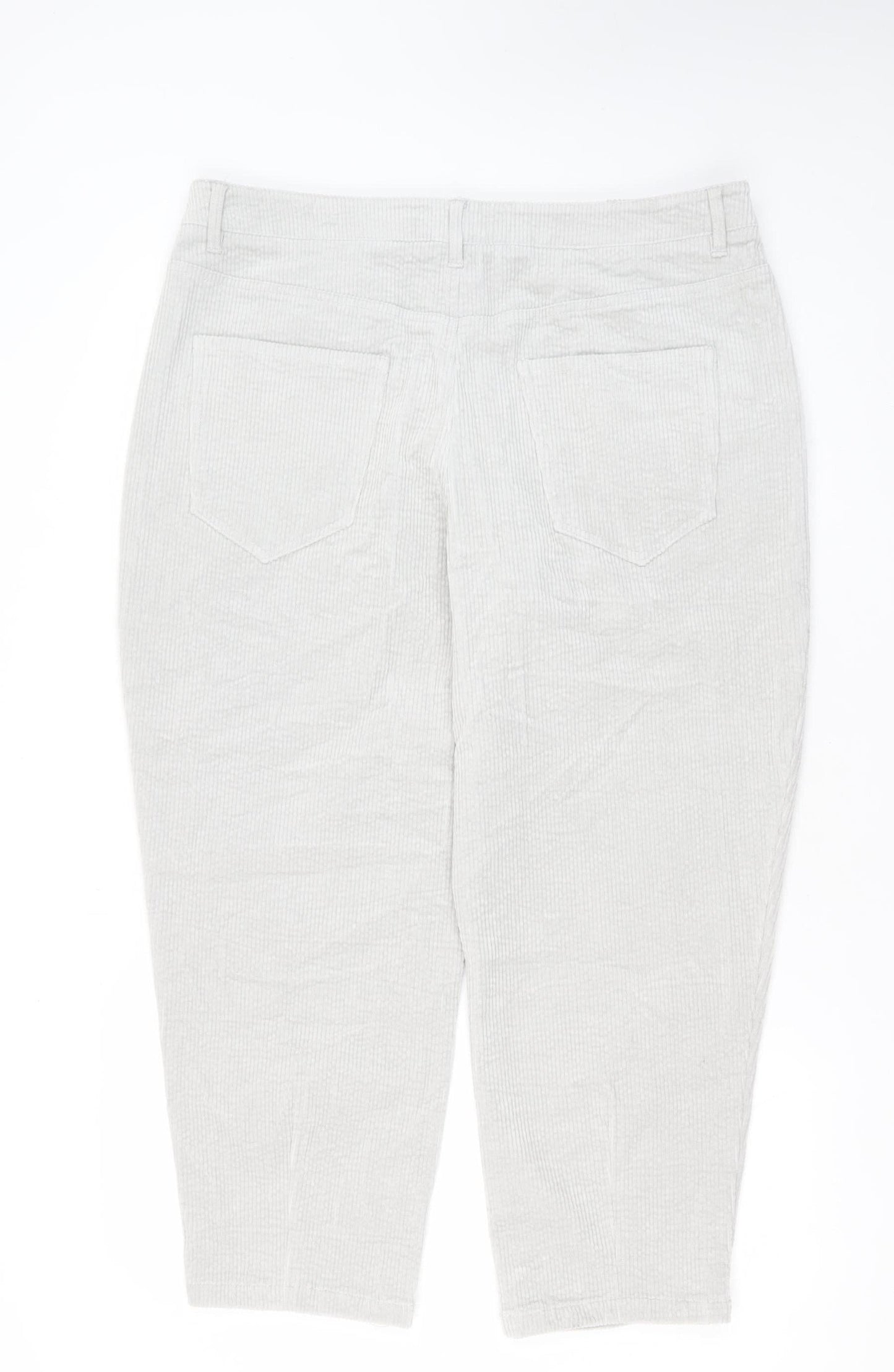 Hush Women's Grey Cropped Corduroy Trousers Size 18