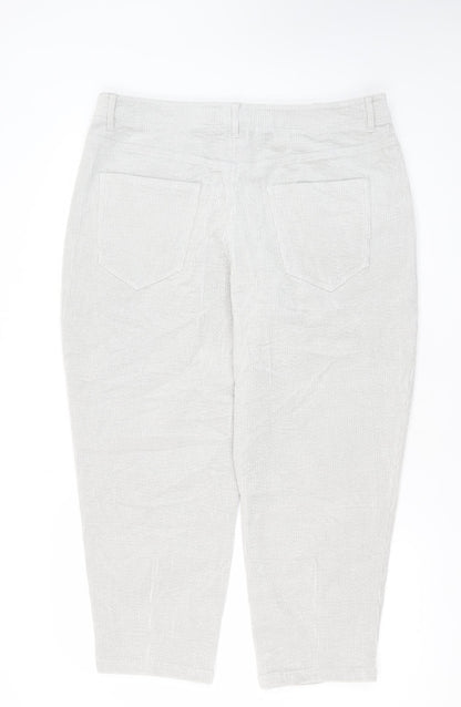 Hush Women's Grey Cropped Corduroy Trousers Size 18