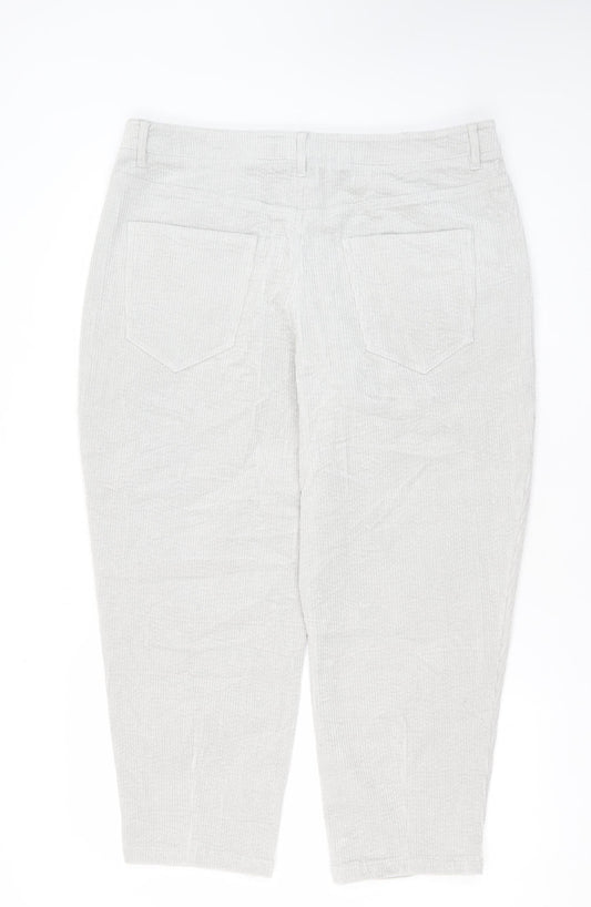 Hush Women's Grey Cropped Corduroy Trousers Size 18