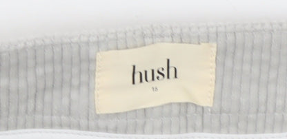 Hush Women's Grey Cropped Corduroy Trousers Size 18
