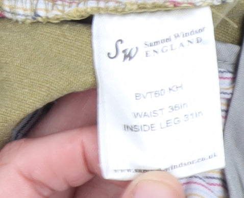 Samuel Windsor Men's Khaki Corduroy Chinos 36 in - Casual