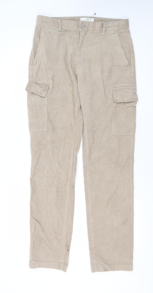 Marks and Spencer Men's Beige Cargo Trousers M