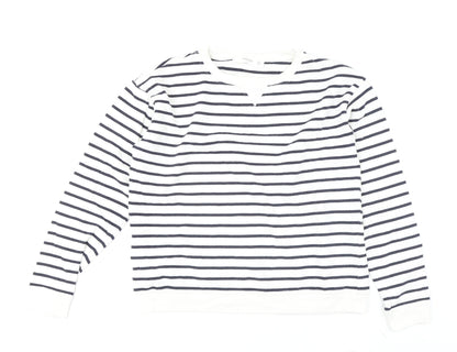 Mango Women's White Striped Pullover Sweatshirt XS
